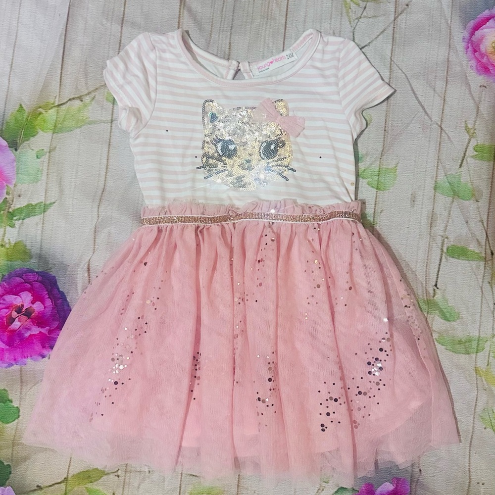 Pink Sequin Cat Dress for Kids